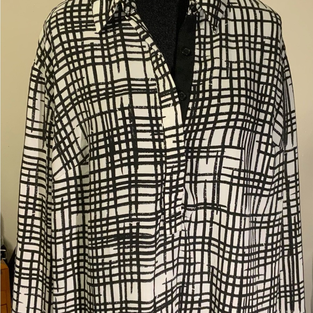 Ava & Viv Black and White Grid Shirt